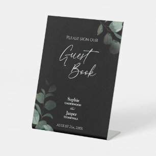 Panneau du livre d'or Mariage noir vert moderne