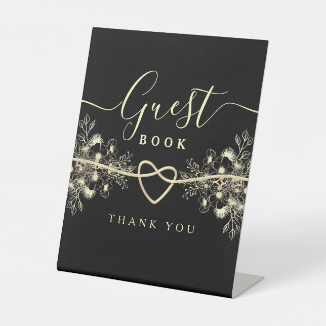 Panneau du livre d'or noir Mariage (Recto)