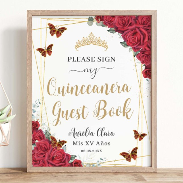Panneau du livre d'or Red Roses Quinceanera (Créateur téléchargé)