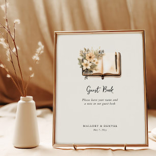 Panneau du livre d'or Rustic Vintage Neutral Maria