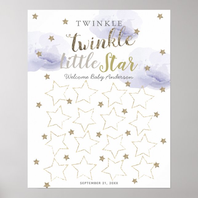 Panneau du livre d'or Twinkle Little Star Lavender (Devant)