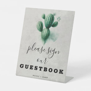Panneau du Mariage de cactus vert Aquarelle