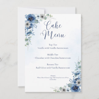 Panneau du menu du gâteau Mariage modifiable Dusty