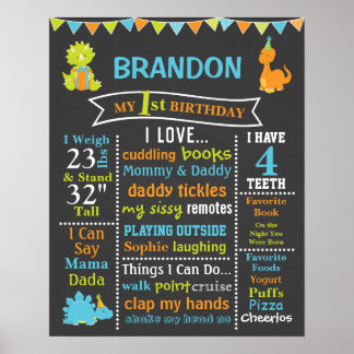 Panneau du tableau de bord d'anniversaire de Dinos