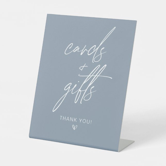 Panneau Dusty Blue Minimalist Cartes & Cadeaux (Recto)