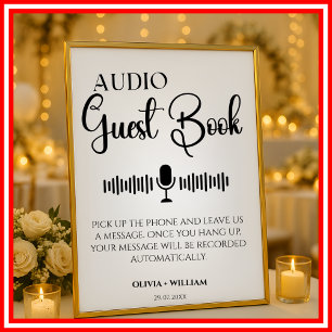 Panneau élégant de livre d'or audio pour mariage