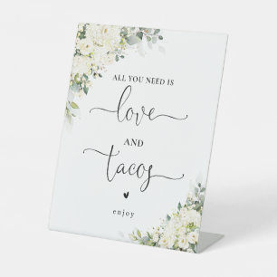 Panneau Élégant Fleurs Blanches Amour et Tacos