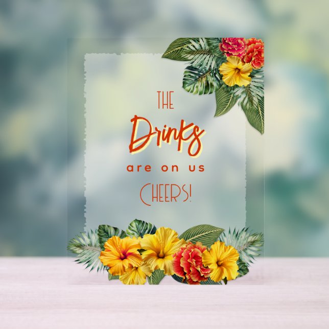 Panneau en acrylique Open Bar à l'Hibiscus Tropica (Neutre)