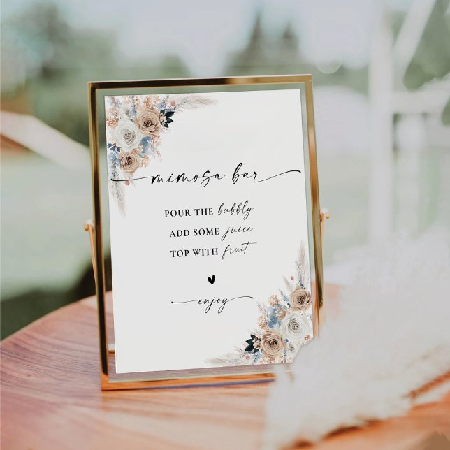 Panneau Fête des mariées Boho Ivoire Et Bleu Mimos (Créateur téléchargé)