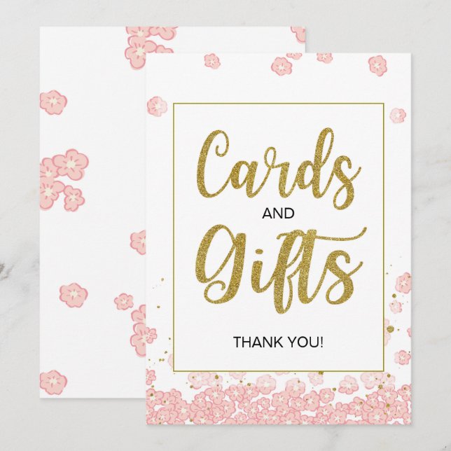 Panneau Fête des mariées Cartes et Cadeaux | Rose  (Devant / Derrière)