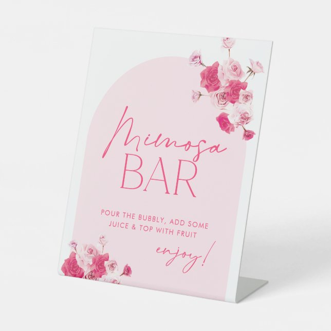 Panneau Fête des mariées rose Floral Mimosa Bar (Recto)