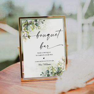 Panneau Fête des mariées verdoyante Bouquet Bar