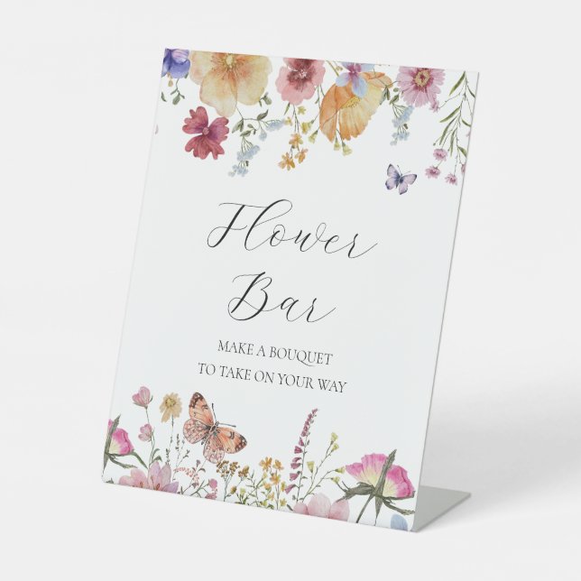 Panneau fleur sauvage et papillons Bouquet Bar (Recto)