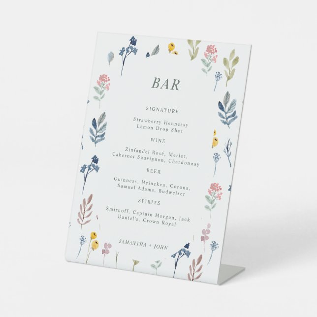 Panneau fleur sauvage moderne Botanique Mariage Ba (Recto)