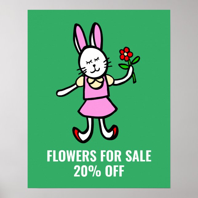 Panneau Fleurs à vendre, affiche de la Saint Valen (Devant)
