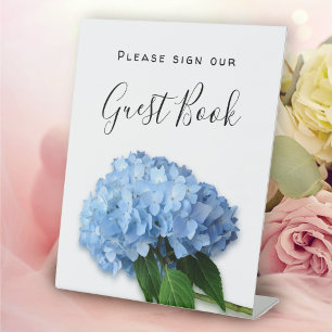Panneau Fleurs Bleues Signez Notre Livre D'or
