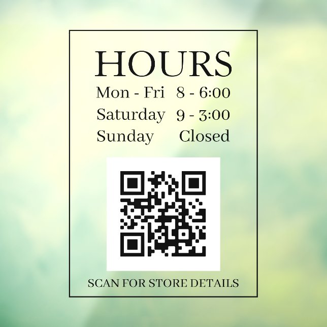 Panneau Heures d'Ouverture, Code QR, Texte Noir Me (Feuille 3)