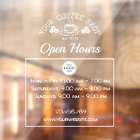 Panneau horaire ouvert de la cafétéria avec logo