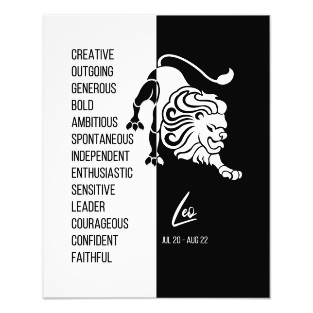 Panneau Leo Zodiac, Poster noir & blanc (Devant)