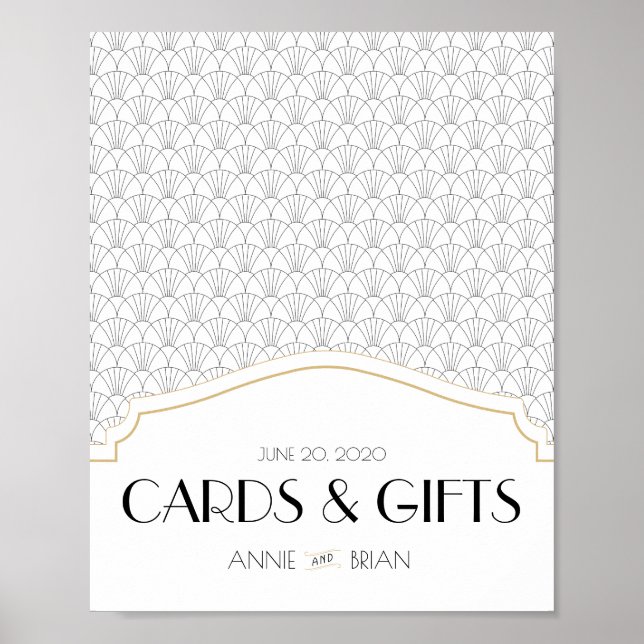 Panneau Mariage Art Déco Cartes et Cadeaux de Bien (Devant)