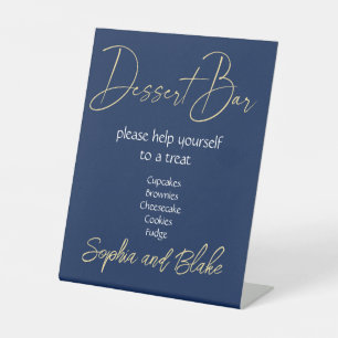Panneau mariage de la barre de Dessert Bleu et Or