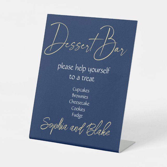 Panneau mariage de la barre de Dessert Bleu et Or (Recto)