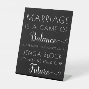 Panneau Mariage du livre d'or moderne Jenga noir