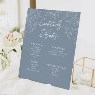 Panneau Mariage Dusty Blue Minimal Leaf Boissons