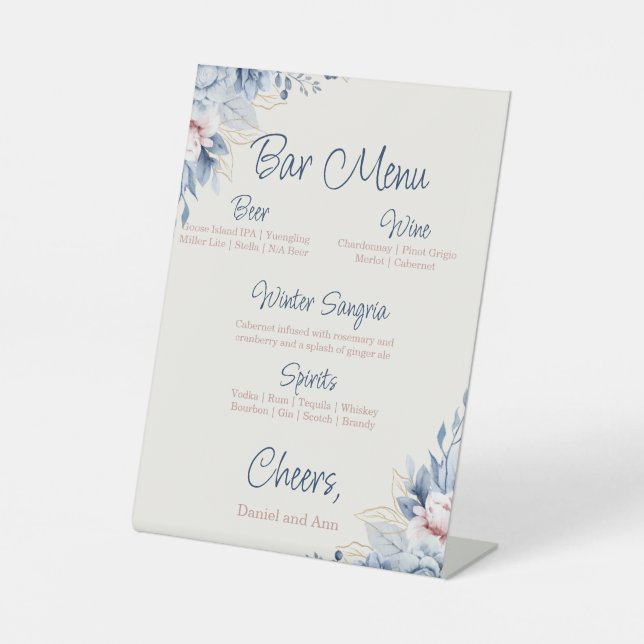 Panneau Mariage Floral Bleu (Recto)