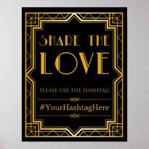 Panneau Mariage Hashtag   Gatsby Art Déco