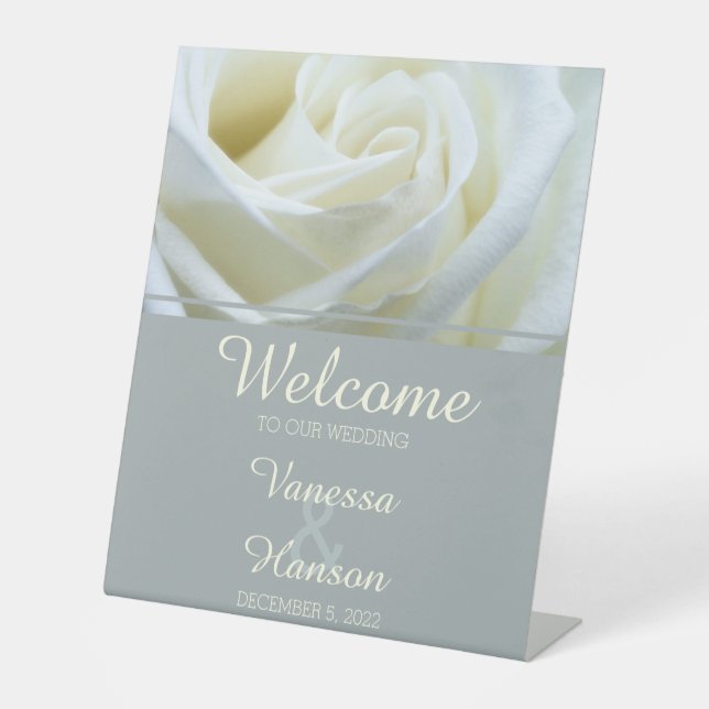 Panneau Mariage moderne Rose blanche (Recto)