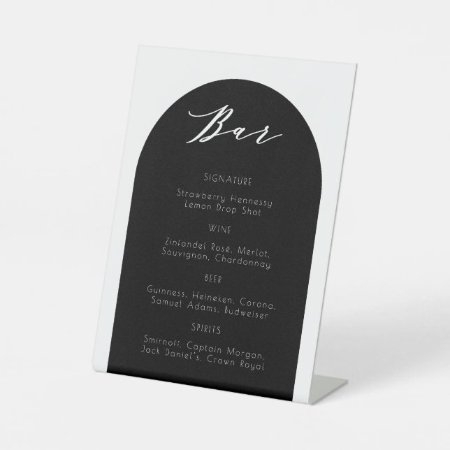 Panneau minimaliste Arche moderne Mariage noir (Recto)