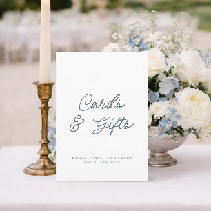 Panneau minimaliste Cartes et Cadeaux Bleu Poussié