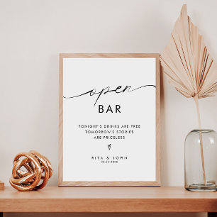 Panneau minimaliste moderne Open Bar Mariage