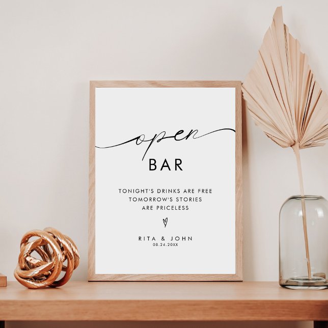 Panneau minimaliste moderne Open Bar Mariage (Créateur téléchargé)