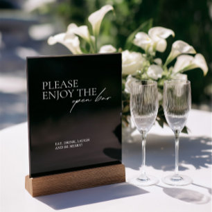 Panneau moderne Eleagnt Open Bar Mariage noir acry