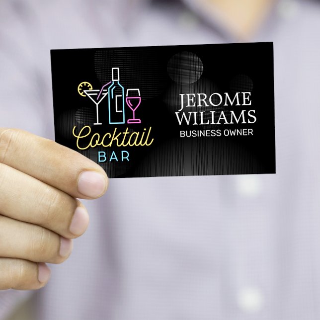 Panneau néon | Cocktail Bar Carte de visite (Créateur téléchargé)