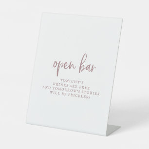 Panneau Open Bar Script Rustique Rose Gold Script