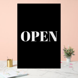 Panneau Ouvert Typographie Minimaliste Noir Blanc