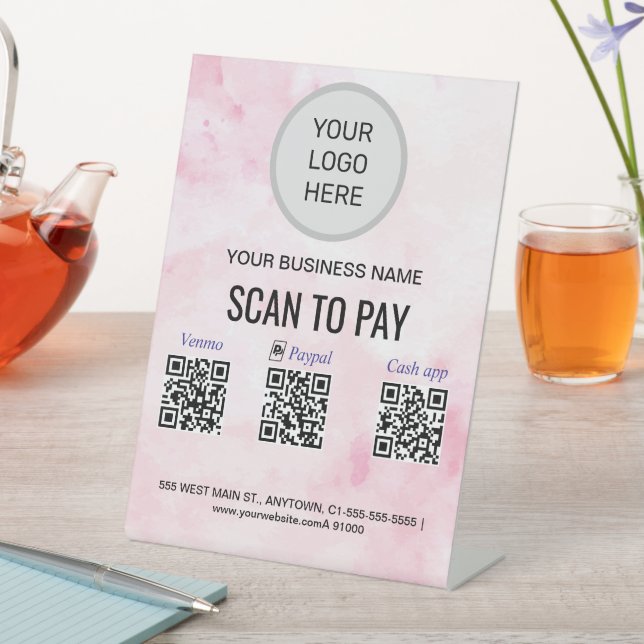 Panneau Pedestal Aquarelle rose (In SItu)