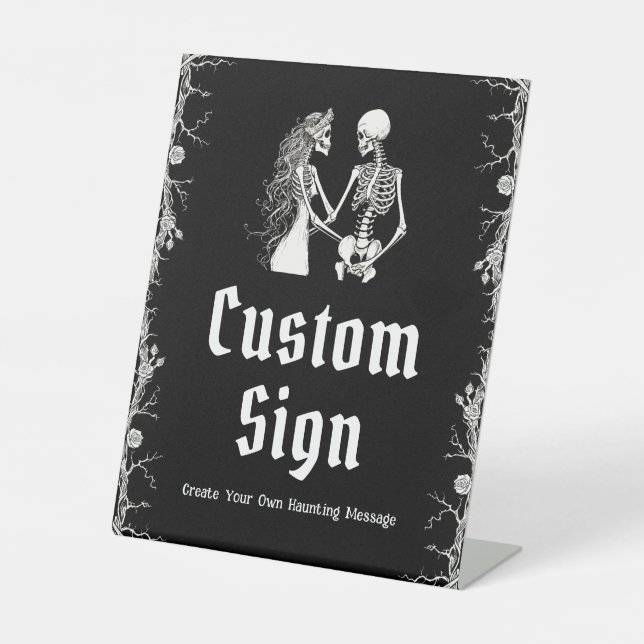 Panneau personnalisé de squelette d'Halloween goth (Recto)