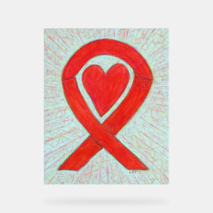 Panneau personnalisé Red Heart Awareness Ruban Art