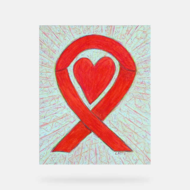 Panneau personnalisé Red Heart Awareness Ruban Art (Recto)