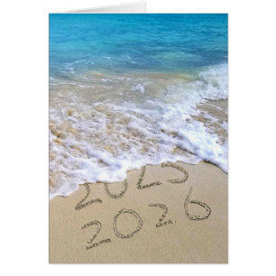 Panneau plage du Nouvel An 2025 avec Surf Océan
