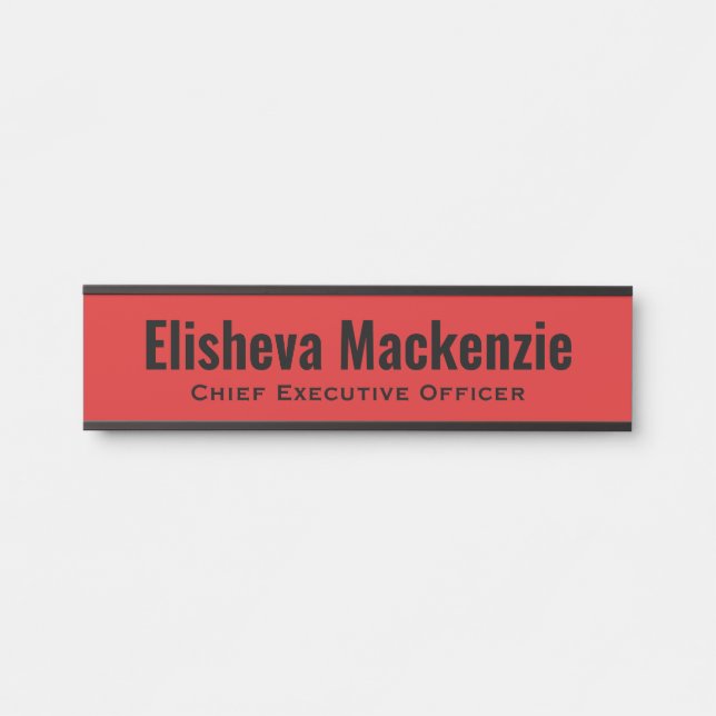 Panneau Plaque de nom de porte du bureau rouge (Devant)