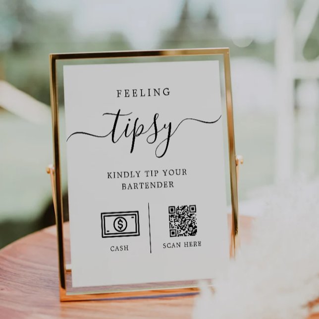 Panneau pour gratifier le barman, Panneau de pourb (Tip Your Bartender Sign, Wedding Bar Tip Sign)