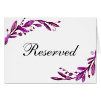 Panneau réservé mariage violet. Carte de table bot