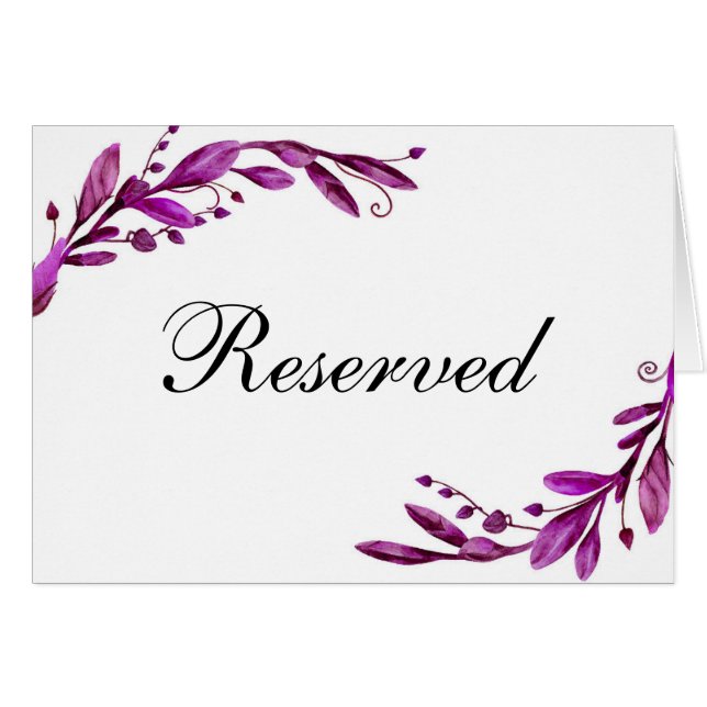 Panneau réservé mariage violet. Carte de table bot (Devant Horizontal)