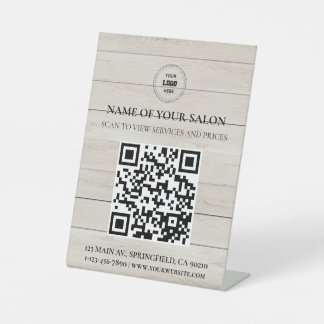 Panneau Rustique Code QR Service Salon Service
