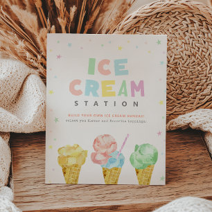 Panneau Station de crème glacée Pastel Anniversair